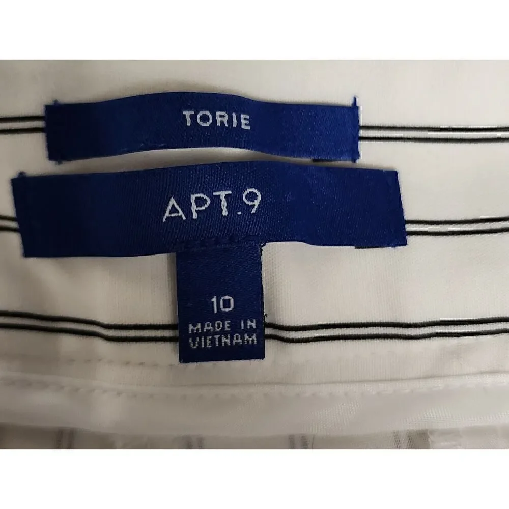 APT. 9 STRIPED CAPRI STRIPED BLACK/WHITE SIZE 10